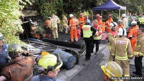 Rescuers at the mine