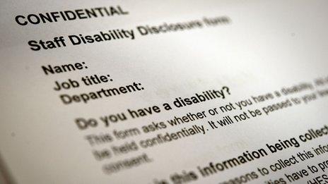 A disability disclosure form, with the question: "Do you have a disability?"