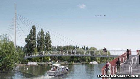 Artist impression of new pedestrian and cycle bridge