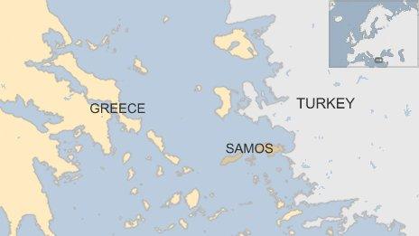 BBC map showing Samos, Greece and Turkey