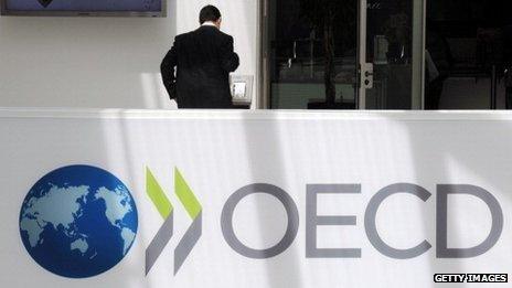 A delegate at the OECD headquarters