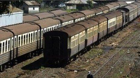 Railway coaches in a siding