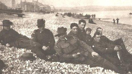 Anzac soldiers relaxing on Weymouth beach