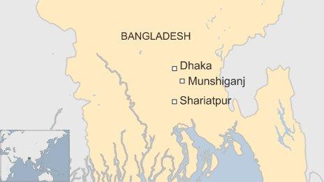 Map of Munshiganj district in Bangladesh