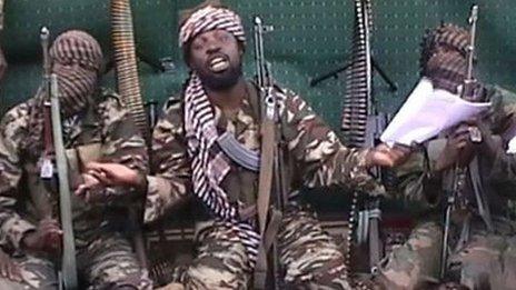 The Boko Haram leader with a paper in his hand - Nigeria