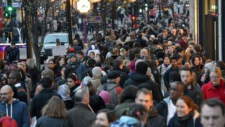 Shoppers on Oxford Street during the Christmas sales
