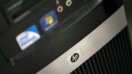 HP logo on computer