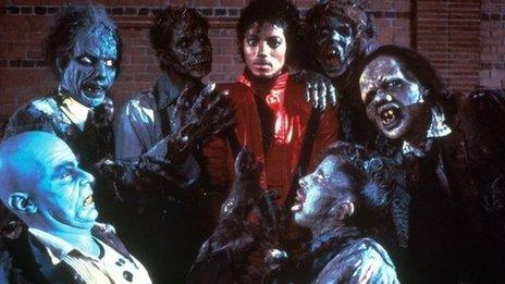 Michael Jackson with 'zombies' in his 1983 Thriller video