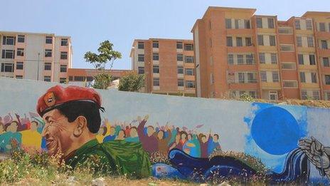 Hugo Chavez mural in Ciudad Caribia