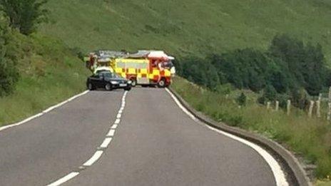 Scene of the collision on the A44