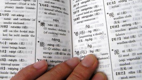 Hand on Chinese dictionary