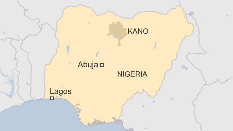 Map of Nigeria showing Kano state