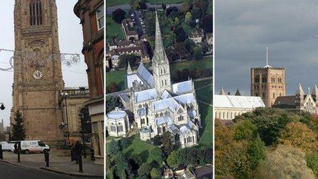 cathedrals - Derby, Salisbury and St Albans