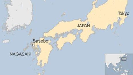 Map of Japan, showing Sasebo