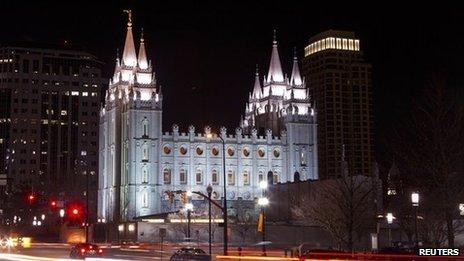 The Temple of the Church of Jesus Christ of Later-Day Saints, in Salt Lake City, Utah