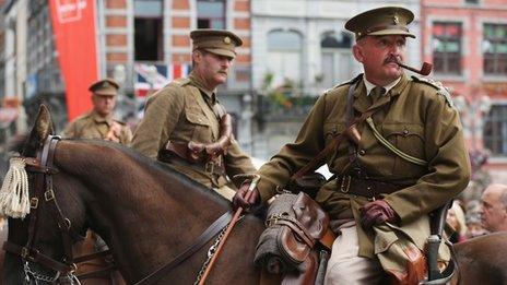 Events have taken place to mark the role played by cavalry soldiers and horses, including this one in the Belgian town of Mons