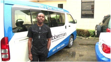 Ayodeji Adewunmi with a Jobberman van