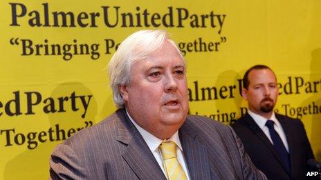 Australian mining billionaire and leader of the Palmer United Party (PUP) Clive Palmer