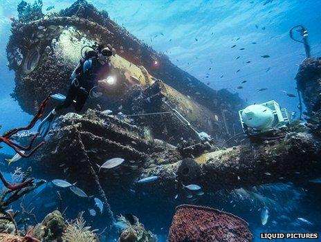 Diver outside Aquarius