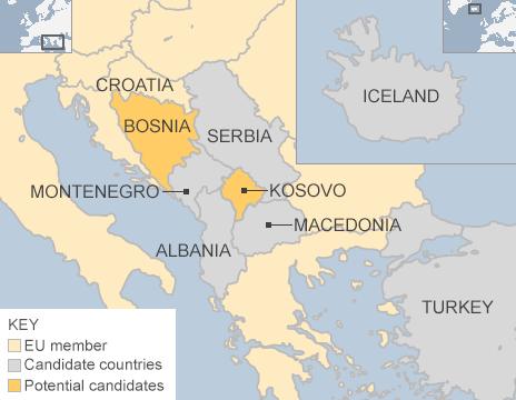 EU enlargement map - countries in queue to join