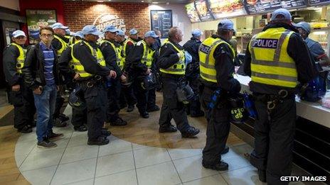 These police in a Cardiff burger bar