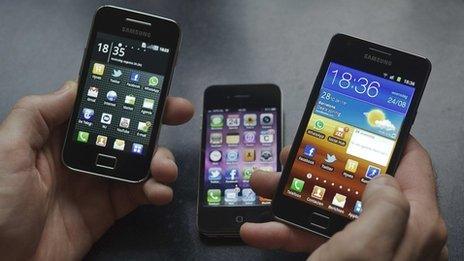 A selection of smart phones