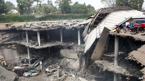 The destroyed Westgate mall photographed on 26 September 2013 in Nairobi, Kenya