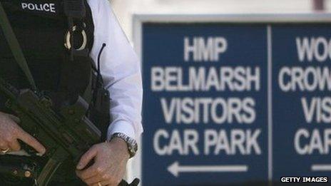 Police officer outside Belmarsh prison