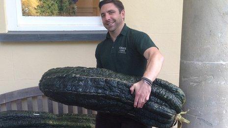 Will Griffiths with a giant marrow