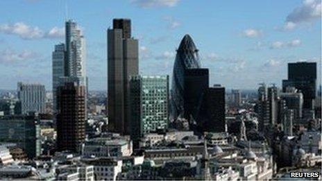 London financial district skyline