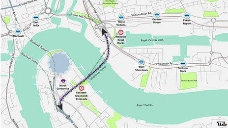 Graphic of Silvertown tunnel alignment
