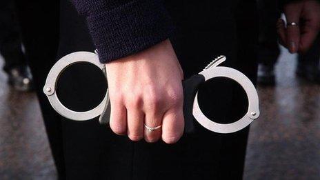 Police officer with handcuffs