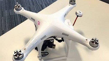 Undated handout photo issued by Greater Manchester Police of a drone, which was flown over a packed football stadium
