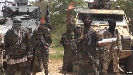 A screengrab taken on July 13, 2014 from a video released by the Nigerian Islamist extremist group Boko Haram and obtained by AFP shows the leader of the Nigerian Islamist extremist group Boko Haram, Abubakar Shekau