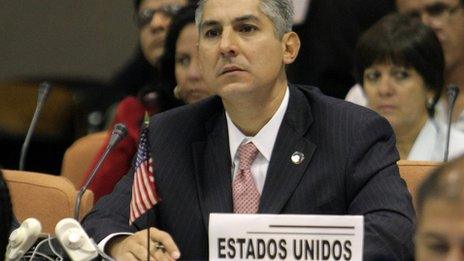 Representative of USA Nelson Arboleda attends a meeting to discuss measures to face and prevent the Ebola virus, in Havana, Cuba, 29 October 2014.