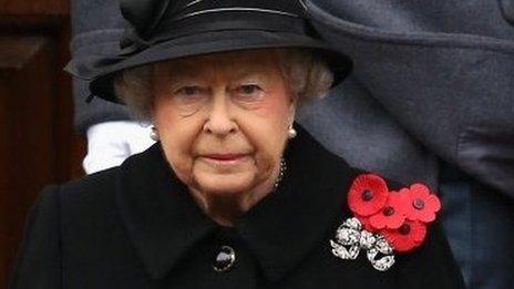 The Queen at the Cenotaph on Remembrance Sunday
