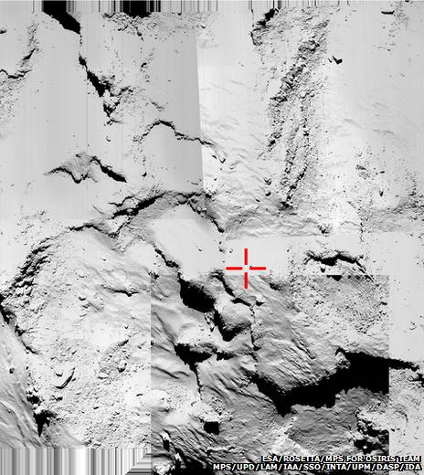 Comet surface seen from the orbiter