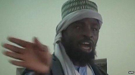 Video grab of Boko Haram leader Abubakar Shekau preaching in an undisclosed town. 9 Nov 2014