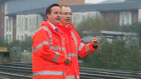 David Cameron and Mark Langman, route managing director for Network Rail Wales