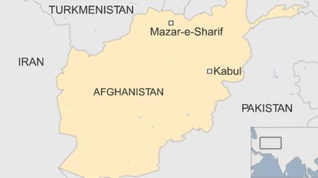 Map showing location of Mazar-e-Sharif