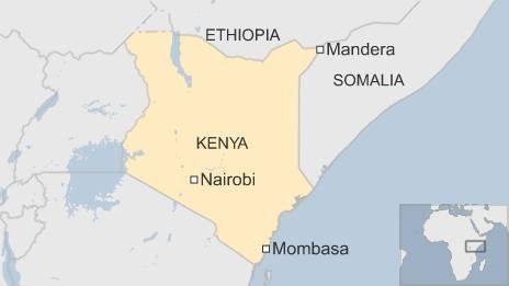 Kenya map showing Mandera