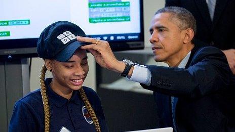 President Obama with US pupil