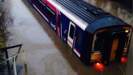 Train in floodwater