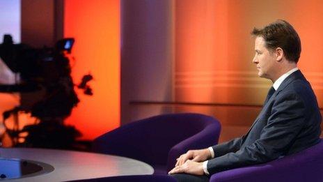 Nick Clegg waiting to appear on the BBC's Andrew Marr show