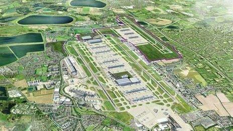 Artist's impresson of option 1 for the third runway north-west of Heathrow