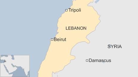 Map of Lebanon showing the capital Beirut and the northern city of Tripoli - 10 January 2015