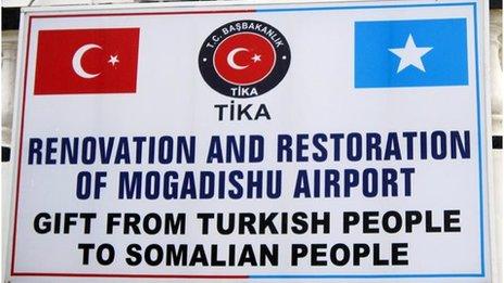 Sign at the airport in Mogadishu, Somalia