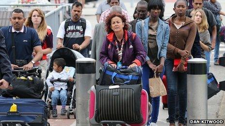 Passengers arriving at Heathrow
