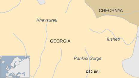 Map showing the location of the Pankisi Gorge