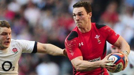 George North on the attack for Wales against England